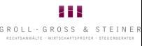 Logo von Groll, Gross & Steiner: Rechtsanwälte, Wirtschaftsprüfer, Steuerberater, lila Symbol.