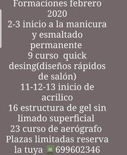 Texto informativo sobre formaciones de manicura y esmaltado en febrero de 2020.