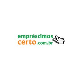 Logo com a frase "empréstimos certo.com.br" e um cursor de mouse ao lado.