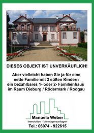 Weiße Villa mit Text: Objekt unverkäuflich. Gesucht: Haus in Dieburg/Rödermark/Rodgau.