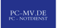 Blaues Logo mit Text: "PC-MV.DE PC - NOTDIENST" in Weiß.