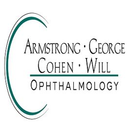 Logo with text: "Armstrong, George, Cohen, Will Ophthalmology" with a teal arc on the side.