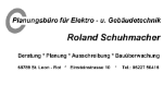 Visitenkarte für Elektro- und Gebäudetechnik von Roland Schuhmacher mit Kontaktdaten.