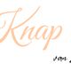 "Elegante tekst: 'Knap van Ellen'. Grote letters in perzikkleur, kleine letters in zwart."