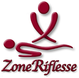 Logo di ZoneRiflesse con silhouette di massaggio in rosso.