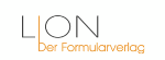 Logo mit Text: „LION Der Formularverlag“ in schwarz und orange auf weißem Hintergrund.