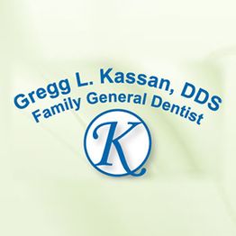 Logo with text: "Gregg L. Kassan, DDS Family General Dentist" and a stylized letter "K".