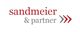 Logo mit rotem Text "sandmeier & partner" und drei Pfeilen nach rechts.