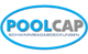 Logo von Poolcap mit Text "Schwimmbadabdeckungen" in einem blauen ovalen Rahmen.