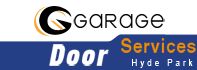 Logo for Garage Door Services in Hyde Park, featuring a stylized 'G' on a white and blue background.