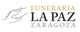 Logotipo de Funeraria La Paz Zaragoza con manos unidas a la izquierda y texto a la derecha.