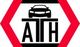 Auto-Logo im Sechseck mit roten Rändern und den Buchstaben "ATH".