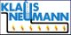 Logo mit Text "KLAUS NEUMANN", Rohr und Flammen symbolisieren Heizungstechnik.