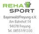 Logo und Kontaktinformationen von Rehasport Bayerwald/Freyung e.V., Am Bahnhof 14, 94078 Freyung.