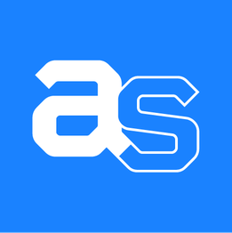 Weißes "as"-Logo auf blauem Hintergrund.
