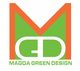 Logo with large orange "M" and green "GD". Text below: "Magda Green Design".