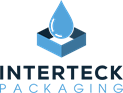 Interteck Packaging logo with a blue droplet and box graphic.