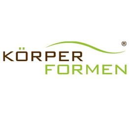 Logo mit Text "Körper Formen" in Braun und Grün, mit schwungvoller Linie darüber.