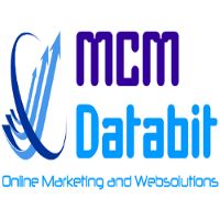 Logo mit Pfeilen, Text "MCM Databit", Slogan "Online Marketing and Websolutions".