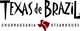"Texas de Brazil logo with text and red Texas map silhouette."