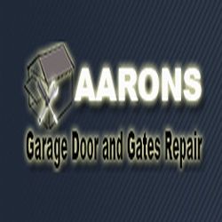 Logo of Aarons Garage Door and Gates Repair with a garage door icon.