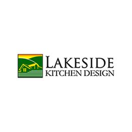 Lakeside Kitchen Design logo with a house silhouette on a green and yellow background.