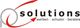 Logo mit dem Schriftzug "solutions", rotem Pfeil und den Worten: werben, schulen, beraten.