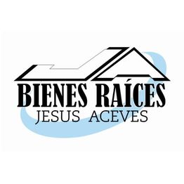 Logo de "Bienes Raíces Jesús Aceves" con el diseño de un tejado encima del texto.