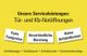 Gelbes Schild mit Infos zu Tür- und Kfz-Notöffnungen, fairen Preisen und kostenloser Anfahrt.