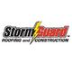 "Storm Guard Roofing and Construction logo with a yellow lightning bolt between the words."