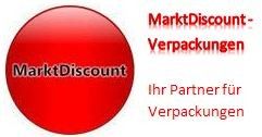 Rotes Logo mit "MarktDiscount" und Text "MarktDiscount-Verpackungen: Ihr Partner für Verpackungen".