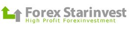 Logo von Forex Starinvest mit grünem Aufwärtspfeil, Text: High Profit Forexinvestment.