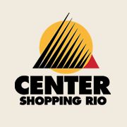 Logotipo do Center Shopping Rio com gráficos em preto, laranja e vermelho.