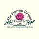 Logo of The Blossom Shoppe, Florist & Gifts, with a pink flower and green leaves design.