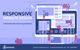Illustration of people working on a large website design with text "Responsive Website Design."