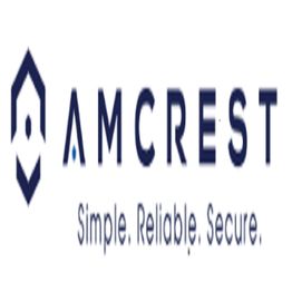 Amcrest logo with a hexagonal icon and tagline: "Simple. Reliable. Secure."