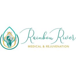 Logo for Rainbow River Medical & Rejuvenation with silhouette of person in a water droplet design.