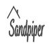 "Logo with the word 'Sandpiper' and a simple house roof design above it."