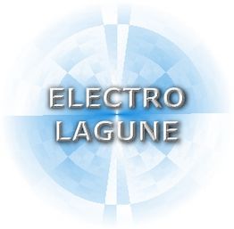 Text "ELECTRO LAGUNE" auf blauem, runden, verschwommenen Hintergrund.