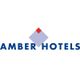 Logo der AMBER HOTELS mit einem stilisierten grauen und roten Quadrat.