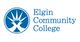 Elgin Community College logo with a blue emblem beside the name.