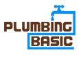 Logo with "Plumbing Basic" text and a blue faucet graphic dripping water above.