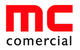 Logo de "mc comercial" en letras rojas y negras, con diseño moderno y minimalista.