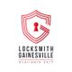 Locksmith Gainesville logo with a red shield and keyhole, available 24/7.