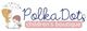 Illustrated logo with kids and an umbrella, saying "Polka Dots children's boutique".