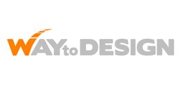 Logo met tekst: "WAYtoDESIGN" in oranje en grijze kleuren.