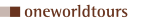 Logo mit der Aufschrift "oneworldtours" in brauner Schrift und einem quadratischen Farbverlauf links.