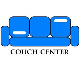 Blaues Sofa-Logo mit Text "Couch Center" darunter.
