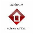 Rotes Quadrat mit weißem Haus und Text: "zeithome, wohnen auf Zeit".
