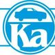 Blauw logo met een silhouet van een auto boven de letters "Ka" in een cirkel.